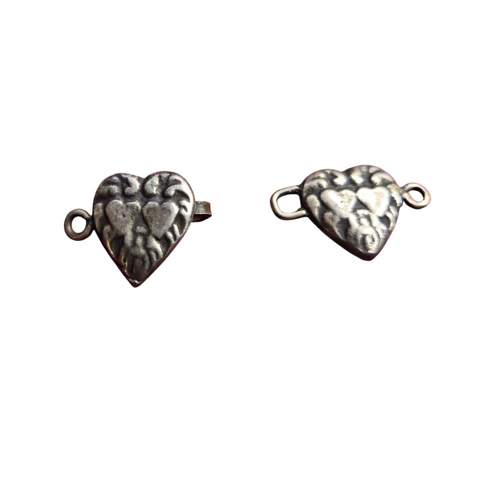 Vintage 925 Sterling Silver Heart Connectors Pendant Charm Foldover Tested